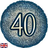 Oaktree 18inch 40th Metallic Glitter Birthday Navy Gold - Foil Balloons