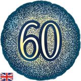 Oaktree 18inch 60th Metallic Glitter Birthday Navy Gold - Foil Balloons