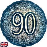 Oaktree 18inch 90th Metallic Glitter Birthday Navy Gold - Foil Balloons