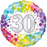 Oaktree 18inch 30th Colourful Confetti Birthday - Foil Balloons