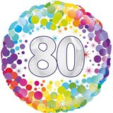 Oaktree 18inch 80th Colourful Confetti Birthday - Foil Balloons