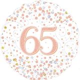 Oaktree 18inch 65th Sparkling Fizz Birthday White & Rose Gold Holographic - Foil Balloons