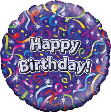 Oaktree 18inch Happy Birthday Streamers Holographic - Foil Balloons