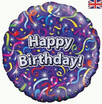 Oaktree 18inch Happy Birthday Streamers Holographic - Foil Balloons