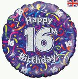 Oaktree 18inch 16th Birthday Streamers Holographic - Foil Balloons