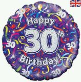 Oaktree 18inch 30th Birthday Streamers Holographic - Foil Balloons