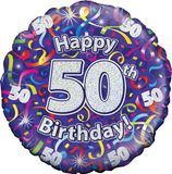 Oaktree 18inch 50th Birthday Streamers Holographic - Foil Balloons