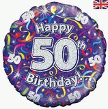 Oaktree 18inch 50th Birthday Streamers Holographic - Foil Balloons