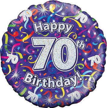 Oaktree 18inch 70th Birthday Streamers Holographic - Foil Balloons