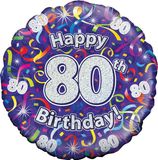 Oaktree 18inch 80th Birthday Streamers Holographic - Foil Balloons