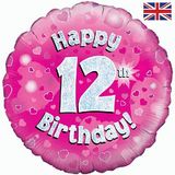 Oaktree 18inch Happy 12th Birthday Pink Holographic - Foil Balloons