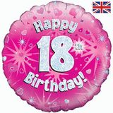 Oaktree 18inch Happy 18th Birthday Pink Holographic - Foil Balloons