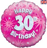 Oaktree 18inch Happy 30th Birthday Pink Holographic - Foil Balloons
