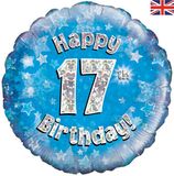 Oaktree 18inch Happy 17th Birthday Blue Holographic - Foil Balloons