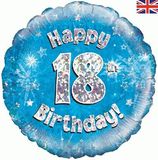 Oaktree 18inch Happy 18th Birthday Blue Holographic - Foil Balloons