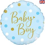 Oaktree 18inch Sparkling Baby Boy Dots Holographic - Foil Balloons