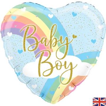 Oaktree 18inch Pastel Rainbow Boy Holographic - Foil Balloons