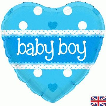 Oaktree 18inch Baby Boy Heart Holographic - Foil Balloons