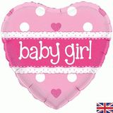 Oaktree 18inch Baby Girl Heart Holographic - Foil Balloons