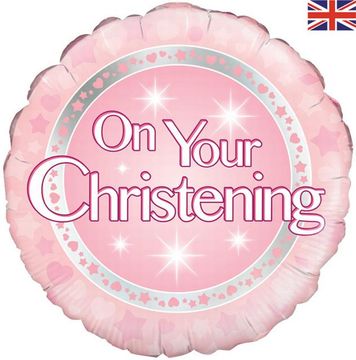 Oaktree 18inch On your Christening Girl Holographic - Foil Balloons