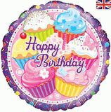 Oaktree 18inch Cupcake Birthday Holographic - Foil Balloons