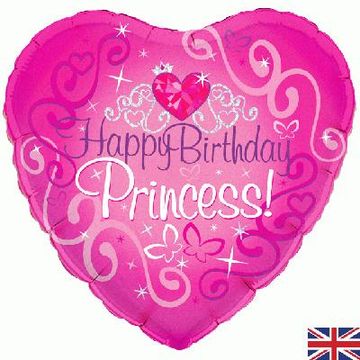 Oaktree 18inch Happy Birthday Princess Holographic - Foil Balloons