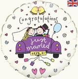 Oaktree 18inch Congratulations Just Married - Foil Balloons