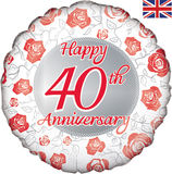 Oaktree 18inch Happy 40th Anniversary - Foil Balloons