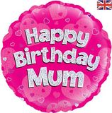 Oaktree 18inch Happy Birthday Mum Pink Holographic - Foil Balloons