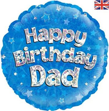 Oaktree 18inch Happy Birthday Dad Blue Holographic - Foil Balloons