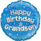 Oaktree 18inch Happy Birthday Grandson Holographic - Foil Balloons