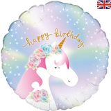 Oaktree 18inch Pastel Unicorn Birthday Iridescent - Foil Balloons