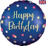 Oaktree 18inch Polka Navy Pink Birthday - Foil Balloons