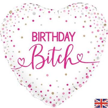 Oaktree 18inch Birthday Bitch Holographic Heart - Foil Balloons