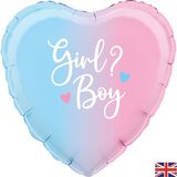 Oaktree 18inch Ombre Heart Gender Reveal - Foil Balloons