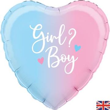 Oaktree 18inch Ombre Heart Gender Reveal - Foil Balloons