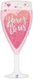 Betallic 37inch Shape Here's to us Pink Champagne Clear (C) Packaged - Foil Balloons