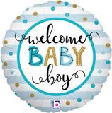 Betallic 18inch Baby Boy Stripes Holographic - Foil Balloons