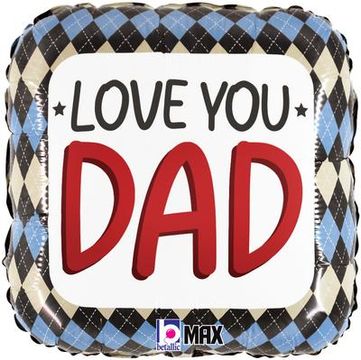 Betallic 18inch Love You Dad Argyle - Foil Balloons