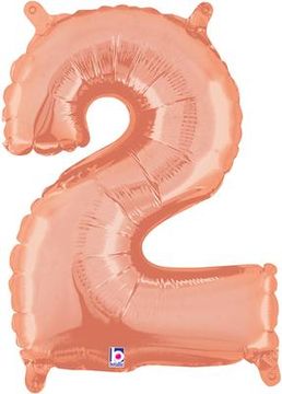 Megaloon Junior 14inch Valved Air-Filled Number 2 Rose Gold - Foil Balloons