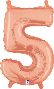 Megaloon Junior 14inch Valved Air-Filled Number 5 Rose Gold - Foil Balloons