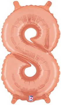 Megaloon Junior 14inch Valved Air-Filled Number 8 Rose Gold - Foil Balloons