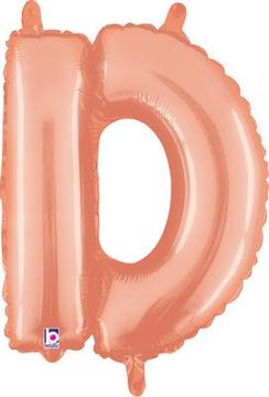 Megaloon Junior 14inch Valved Air-Filled Letter D Rose Gold - Foil Balloons