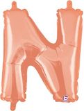 Megaloon Junior 14inch Valved Air-Filled Letter N Rose Gold - Foil Balloons