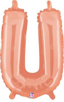 Megaloon Junior 14inch Valved Air-Filled Letter U Rose Gold - Foil Balloons