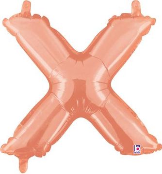 Megaloon Junior 14inch Valved Air-Filled Letter X Rose Gold - Foil Balloons