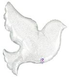 34inch Pearl White Dove (K) Holographic Packaged - Foil Balloons