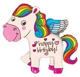 45inch Rainbow Birthday Pony (K) Packaged - Foil Balloons