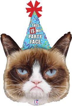 36inch Grumpy Cat® Party Face Packaged - Foil Balloons