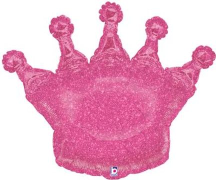 Betallic 36inch Shape Glittering Crown - Pink Holographic (C) Pkg - Foil Balloons